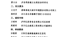 今年第三、四季度“泸州好人”出炉，有你认识的吗？