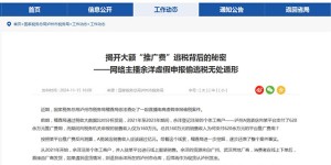 泸州市税务局稽查局依法对网络主播余洋偷税案件进行处理