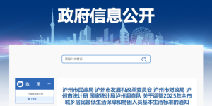 涨！2025年泸州市低保和特困人员基本生活标准调整了